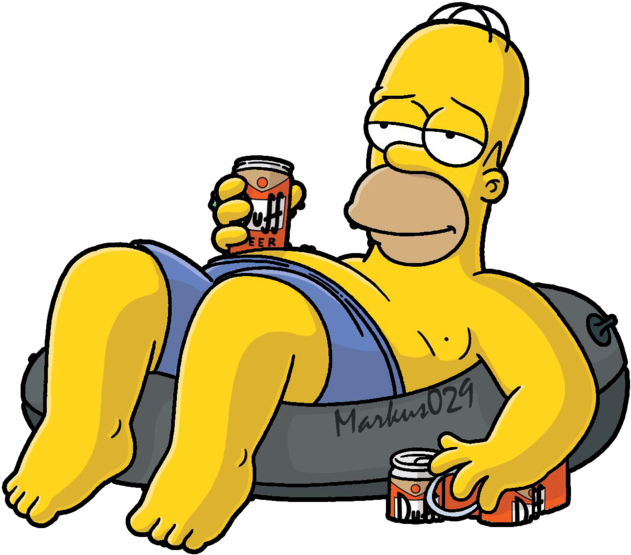 Homer drinking on a tyre
