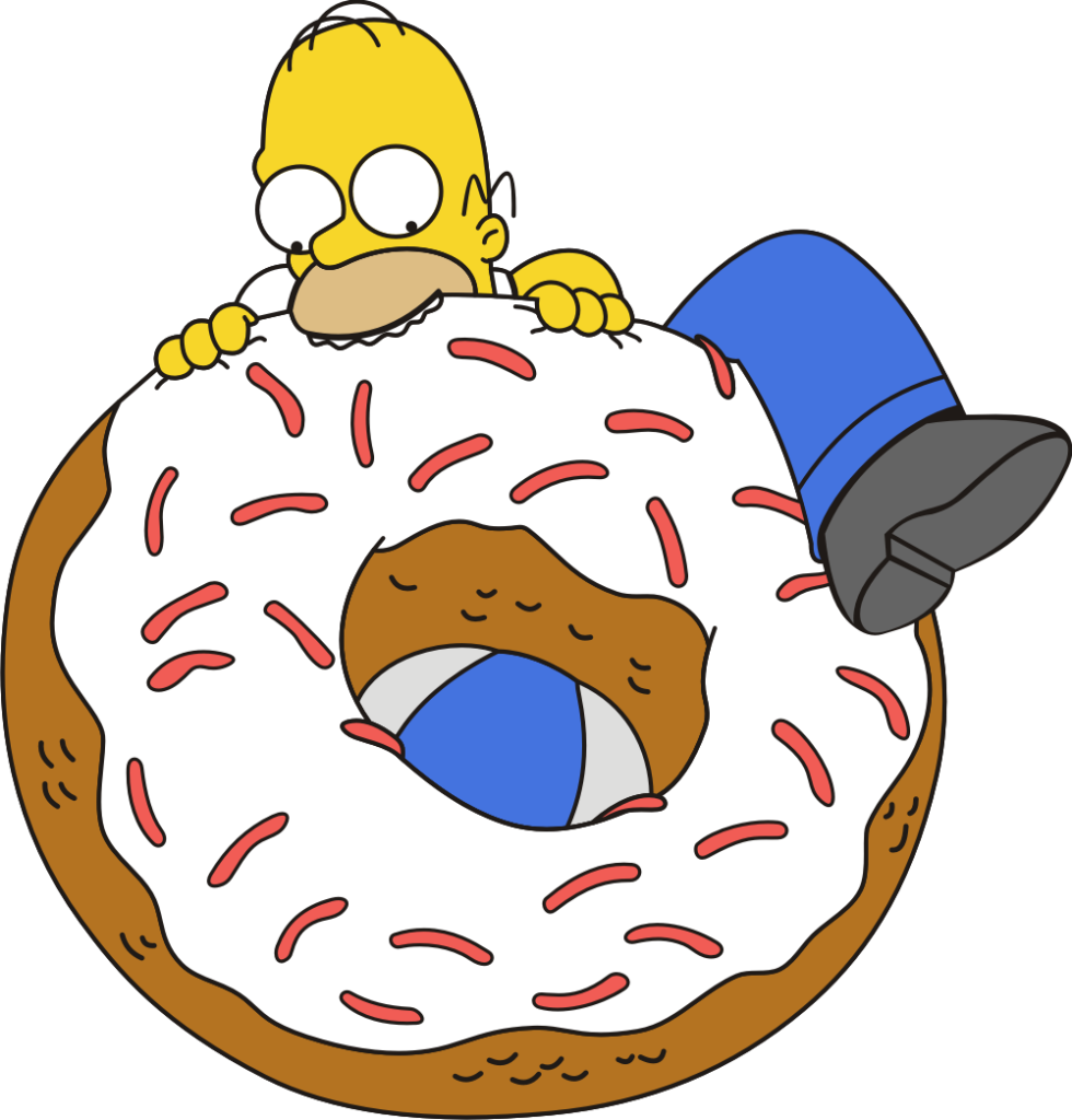 Homer eating a huge donut